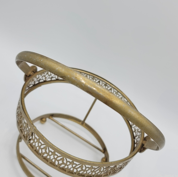 Libbey Starlight Golden Foliage Ice Bucket Metal Carrier Mid-Century Modern Vtg - Picture 2 of 16